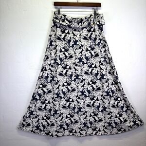 Robert Louis Woman's Skirt Size L Navy Blue Flowy Career Office Classy Versatile